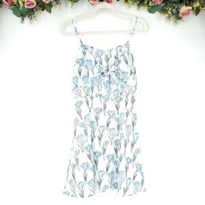 Playdress White Blue Floral Print Sleevesless Dress Medium
